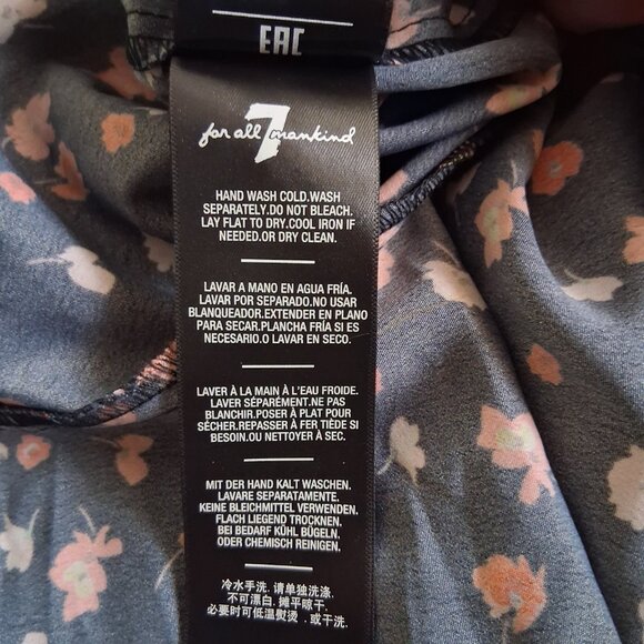 7 For All Mankind Women's Size Large Black Red Floral True Wrap Mini Dress - Picture 7 of 11